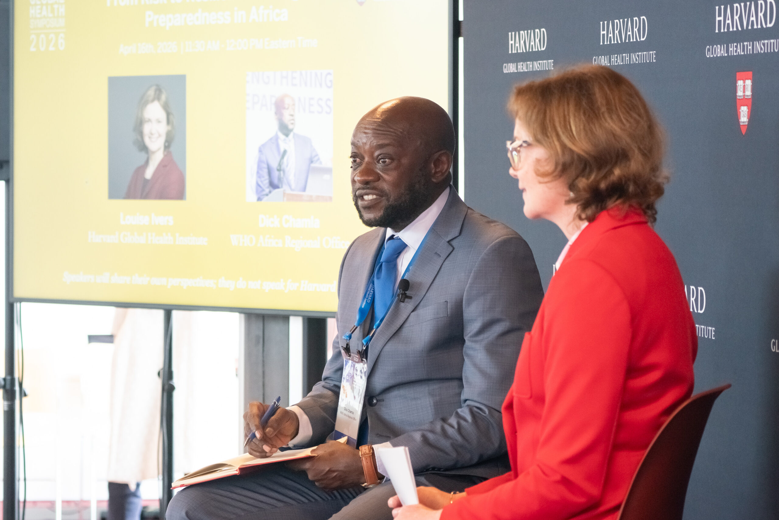 Dick Chamla and Louise Ivers at the fireside chat, From Risk to Resilience: Emergency Preparedness in Africa